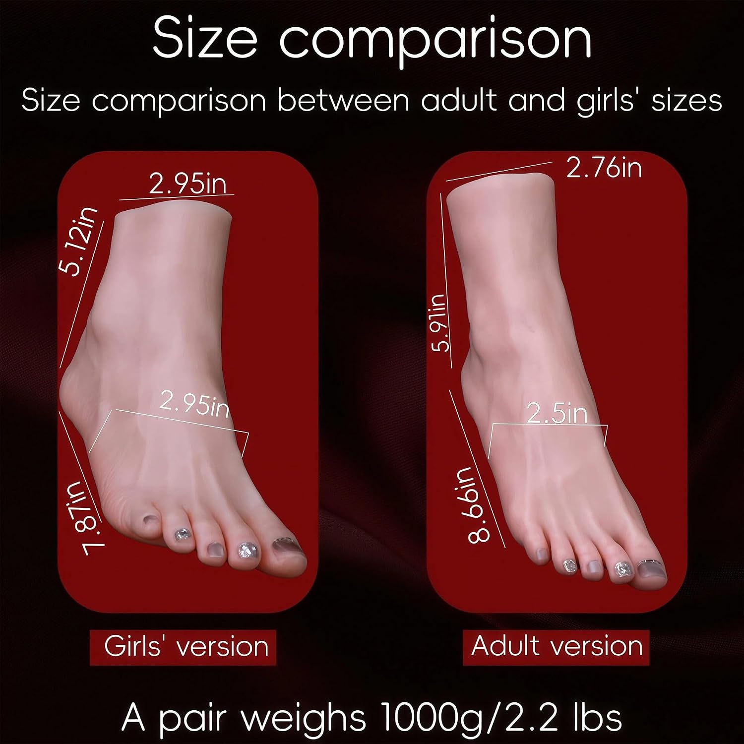 Silicone Foot Display Model, 8.66 Inch Flexible Mannequin Foot Prop for Shoe, Sock, Jewelry, Nail Art Display and Photography (Adult Size-8.66in,Full Foot Positioning)