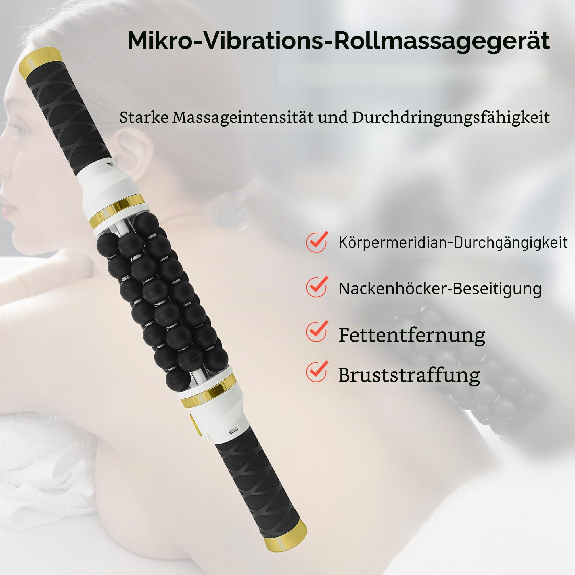 Elizia ETCRO01 Mikro-Vibrations-Rollmaschine, tragbares Körpermassagegerät, zur Beruhigung von Schulter- und Nackenschmerzen, für den Heimgebrauch