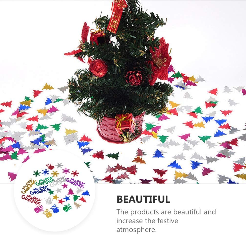 Nuobesty 12バッグキラキラメリークリスマス紙吹雪パーティーフェスティバルpvcクリスマスツリースノーフレーク紙吹雪テーブル紙吹雪diyクラフト クリスマス誕生日ホリダパーティーデコレーション 爆売り