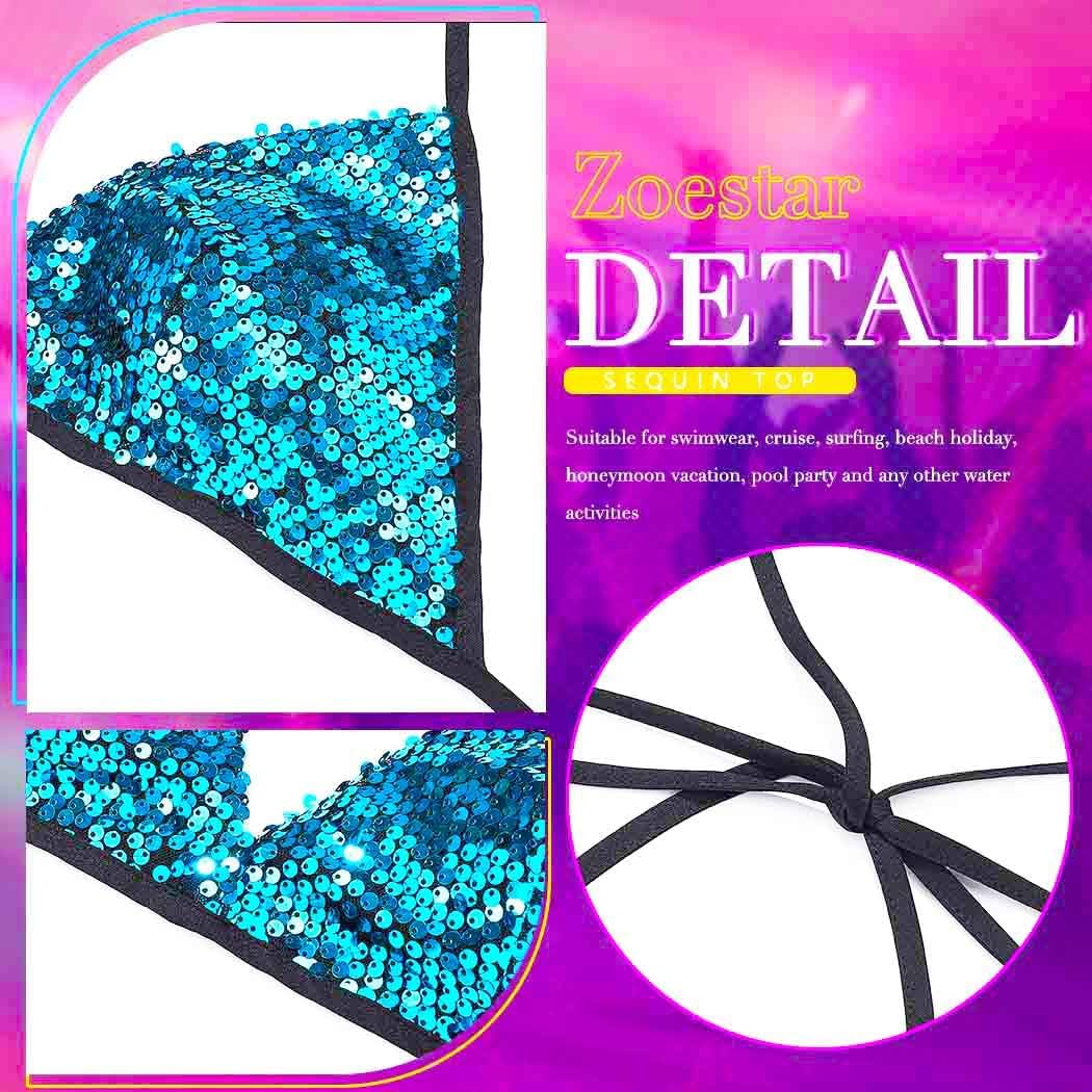 Zoestar Sequin Bra Rave Costume Top for Women