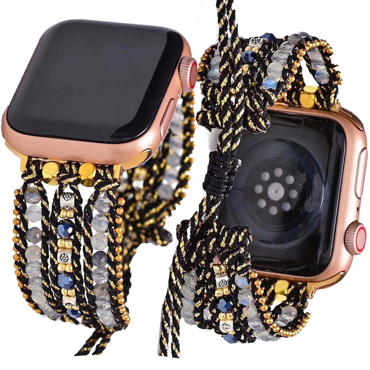 Somesame Braided Boho Bracelets Compatible with Apple Watch Band 41mm 40mm 38mm 42mm 44mm 45mm 49mm,Women Men Handmade Woven Beaded Bohemian