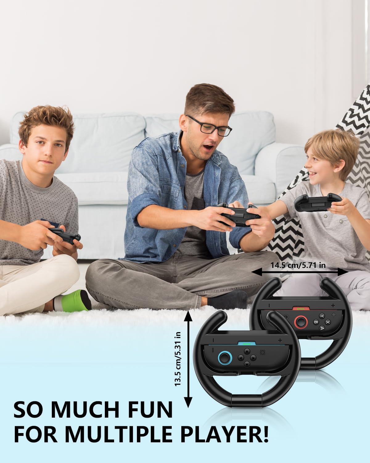 Switch Steering Wheels for Nintendo Switch 2 JoyCon Controllers, Switch 2 Racing Wheels for Mario Kart World/ 8 Deluxe, Switch Driving Wheel Grip for Joy-Con 2 Controller Accessories-Black (2 Pack) - Image 7