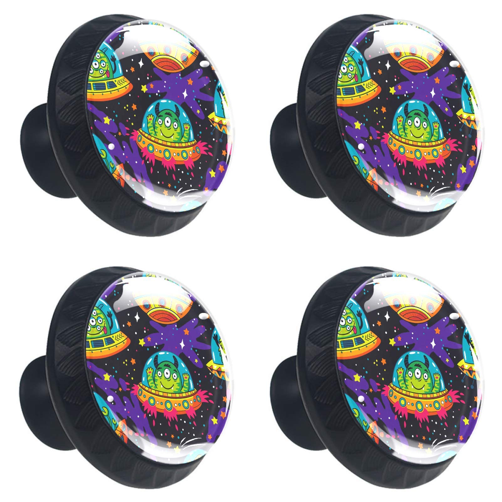 Boutons en verre 30 mm haut de gamme avec motifs Alien et Monstres pour armoire
