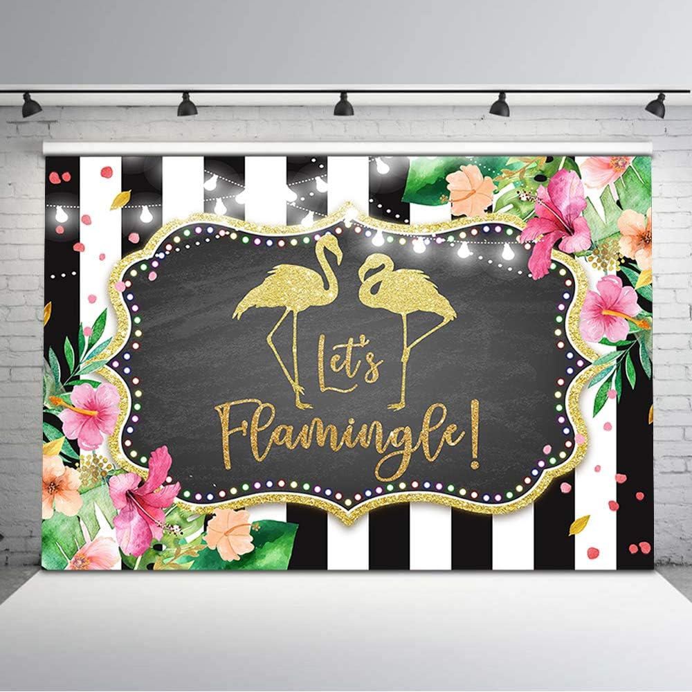 Mocsicka Flamingo Backdrop Flamingo Birthday Photo Background 7x5ft Aloha Tropical Summer Flamingo Party Vinyl Backdrops