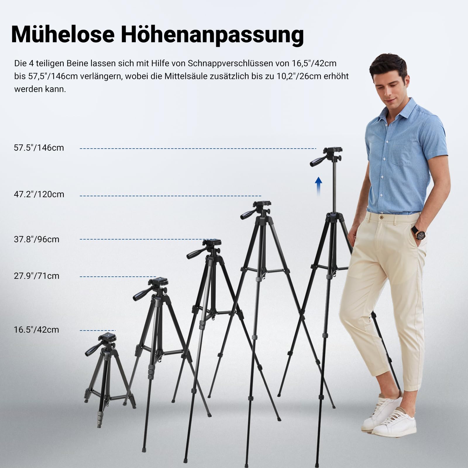 NEEWER Entry Level Version Stativ für Handy & Kamera, Metall Leichtes Tragbares Reisestativ mit Cold Shoe Handyhalterung Kompatibel mit iPhone für Videoaufnahmen, TP53