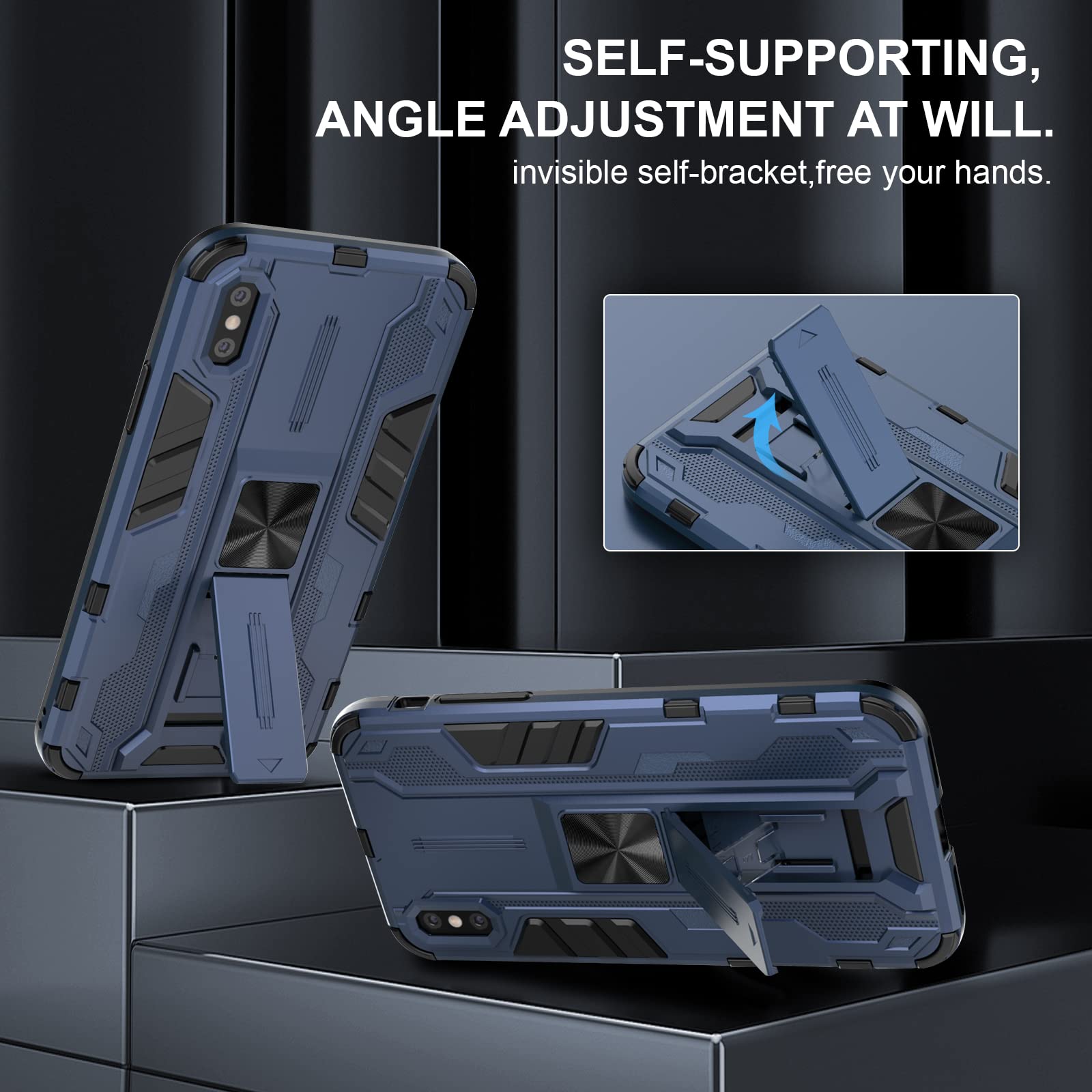 Funda para Xiaomi Redmi Note 15 Pro 5G, Carcasa Antigolpes con Soporte anular metálico, Case Protectora de Grado Militar, Azul — view 410