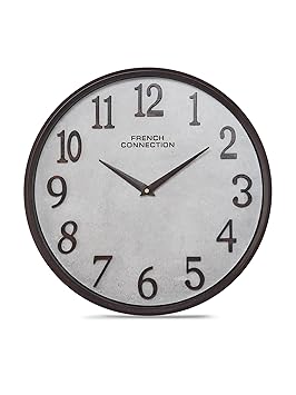 French Connection Luxury Wall Clock with Light Grey Luxury Design - Size: 12 Inches - FCWC12-A
