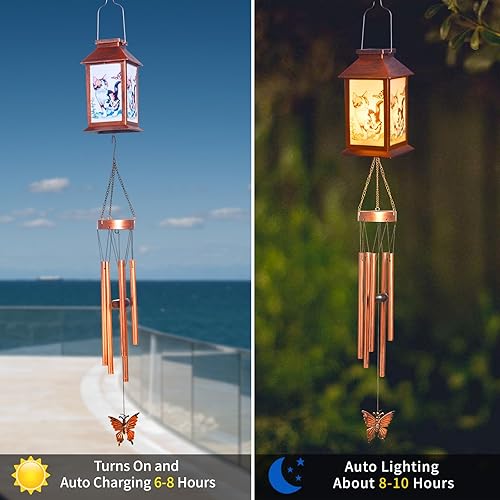 Vista 59 de JOBOSI Red Cap Green Colibrí Carillones de viento Regalos para mamá Carillones de viento Solares Colibríes Campanas de viento Brillantes Decoración