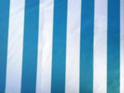 Lienzo impermeable para exteriores con bordes de 60 pulgadas de ancho, tela vendida por The Yard (blanco aguamarina, borde de 2 38 pulgadas)