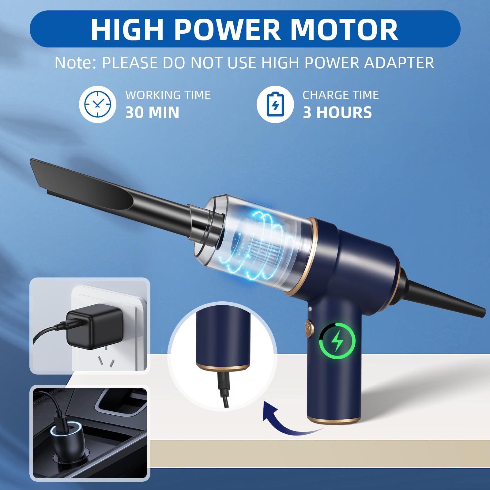 Handheld Vacuum Cleaner Cordless Rechargeable Vacuum Cleaner Bug Catcher for Insect Dust Buster & Air Blower with Strong Suction, High Power Portable Handheld Vacuum Cleaners for Home Car Travel