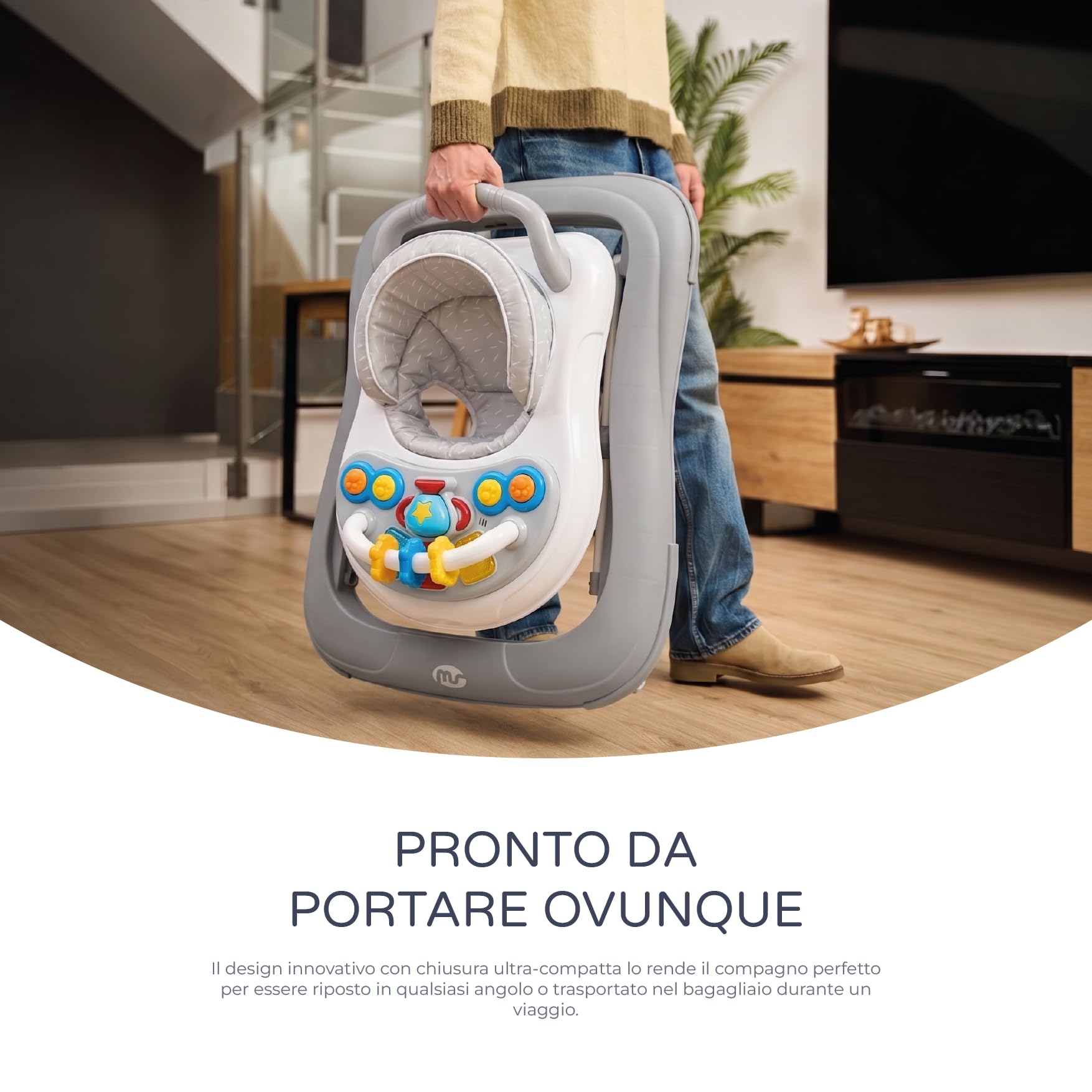 MS Baby World - Deambulatore per bebè Basic - Girello con Base antiribaltamento - Include vassoio sonoro e giochi