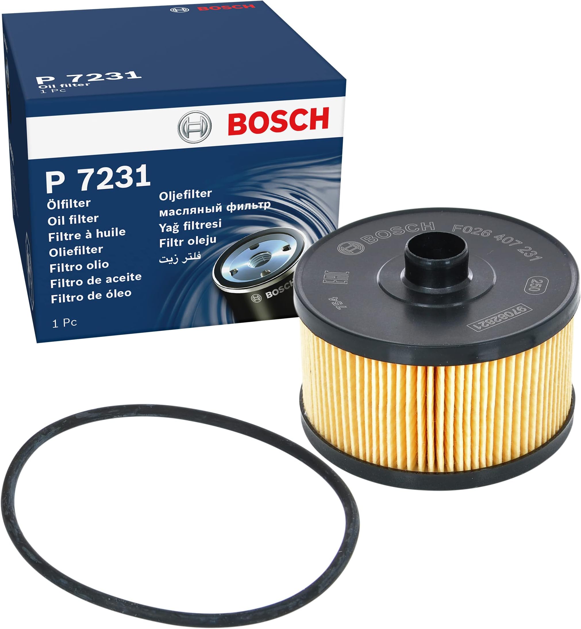Bosch P7231 Car Oil Filter - Separates Soot and Metal Particles from Engine Oil - Provides Reliable Engine Lubrication