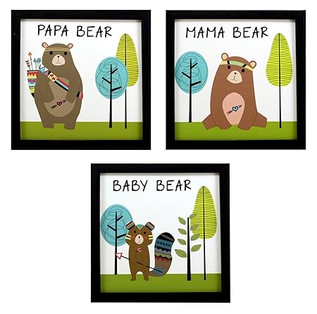 Indianara 3 Piece Set of Framed Wall Hanging Art Prints without Glass for Kids Room Decor (Multicolour, 8.7 x 8.7 Inch)