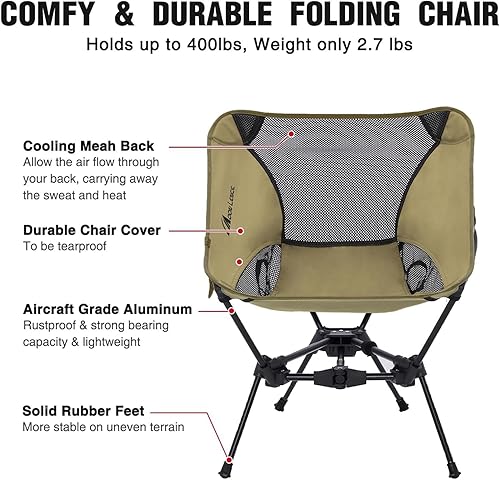 Miniatura 7 de MOON LENCE Silla portátil de camping para mochilero, silla plegable ultraligera de 4 generación, sillas plegables compactas y ligeras para