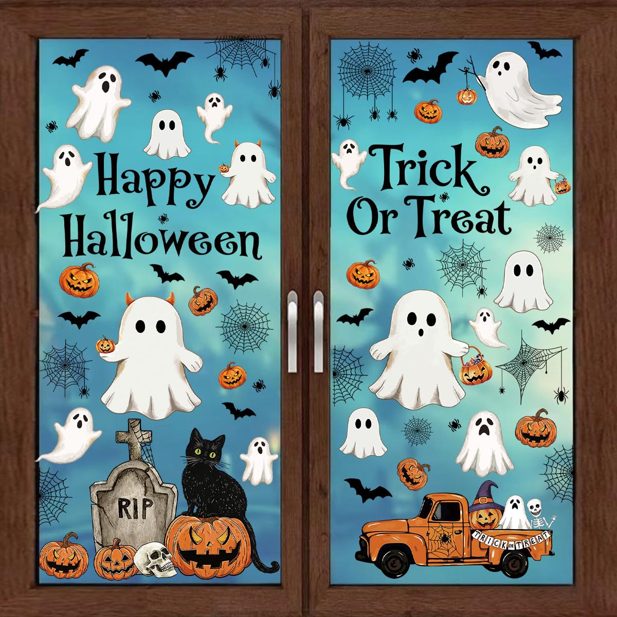 Tiakay Halloween Window Clings on Glass, PVC, Double-Sided, 30x20cm, Reusable Peel and Stick Removable Decal Sticker for Window and Door