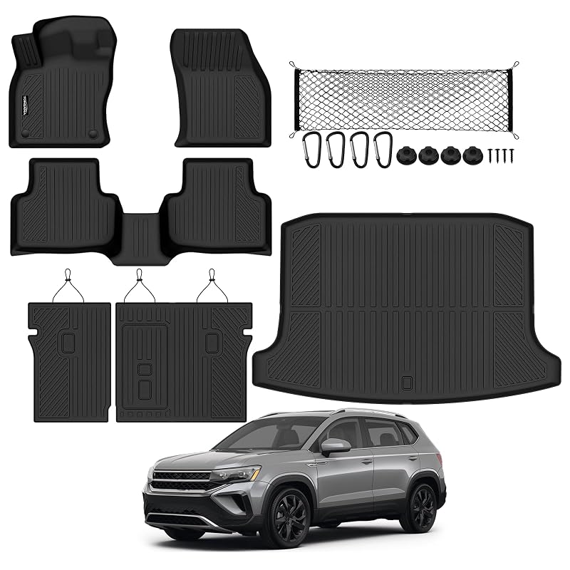 Jogo de Tapetes Automotivos em TPE para Volkswagen Taos FWD 2022–2026 com Porta-Malas, Encostos e Rede de Carga Tongama