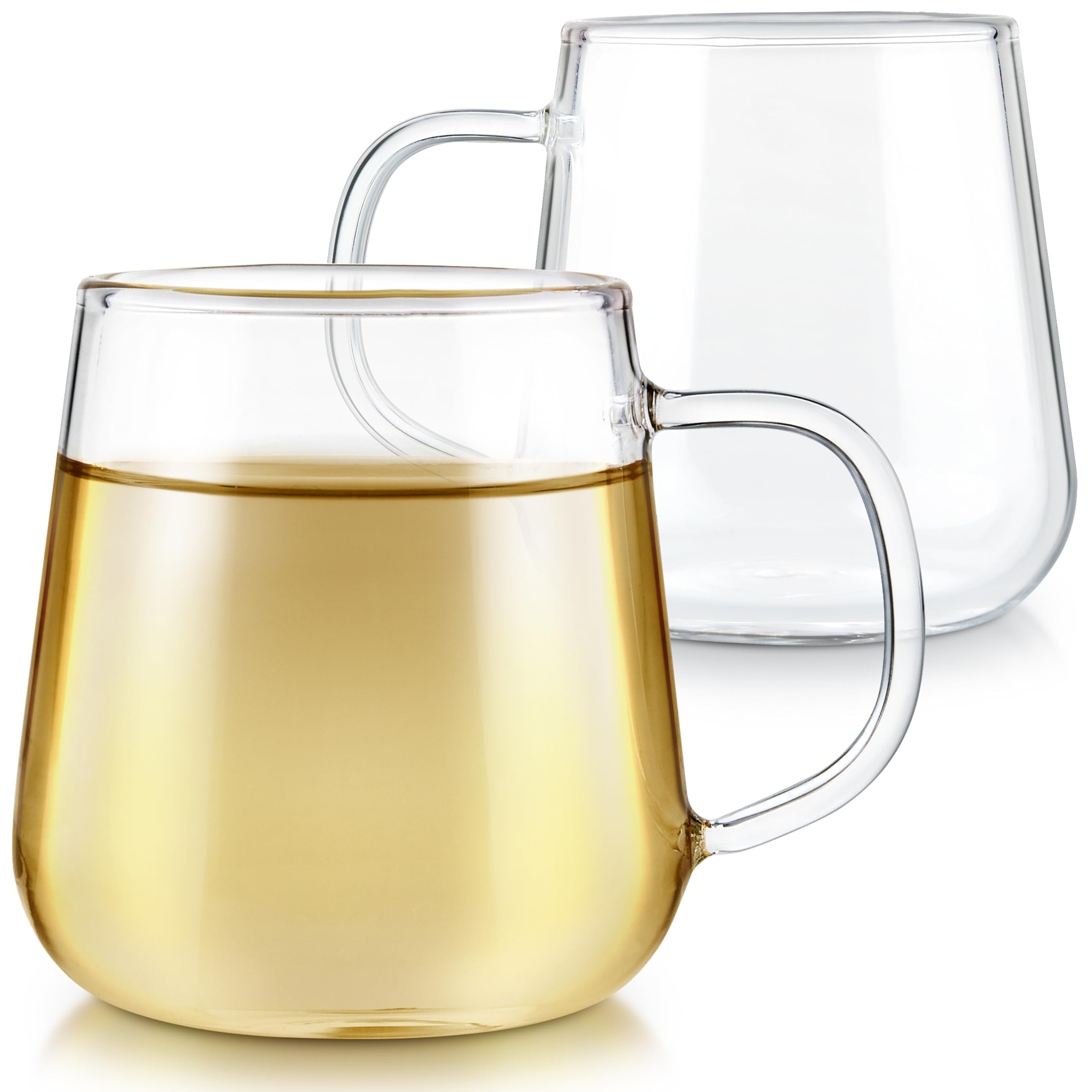 Sponsored Ad - Set of 2 Premium Borosilicate Glass Cups for Tea or Coffee - 6 Ounces / 180 ml - Stain-free and Microwave Safe