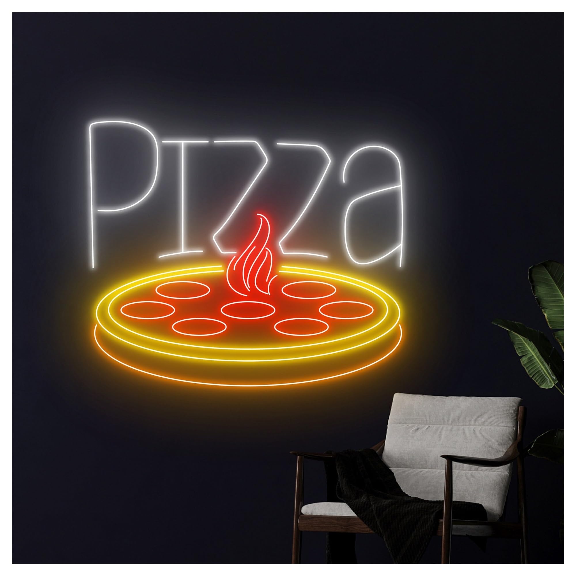 SHOUXI Sign Lamp Pizza Neon Sign, Suitable for Italian Food Restaurant Wall Decor with Dimmable 50cm