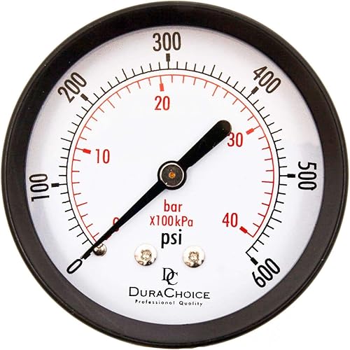 Manómetro utilitario de 1-12", WOG, caja de acero negro, 18" NPT, montaje trasero central, 0-600PSI