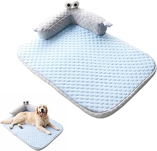 Katzenkuhlbett Waschbar, L-förmiges Kissen Kopfkissen Katzen Bettchen fur Katze HundeKihlmatte, Haustier Kissen Bett Matte, Kühlkissen, Kühl Hundedecke (Himmelblau 65x50cm)