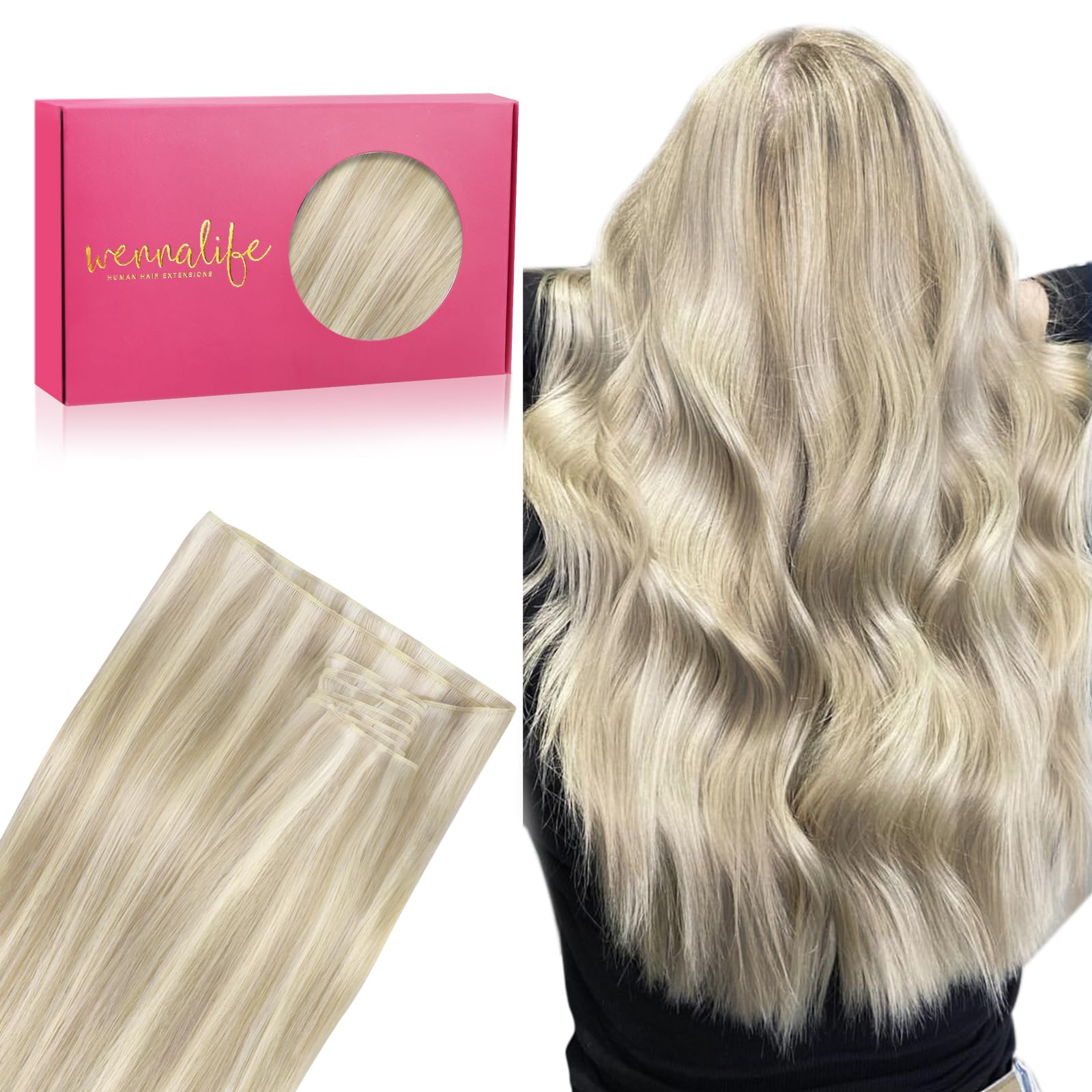 WENNALIFE Nanoring Extensions Echthaar, 50g to 60g 50s to 100s 35cm to 60cm Nano Utip Micro Tressen Ring Weft Extensions Echthaar für Frauen Invisible Nanoringe Haar Extensions