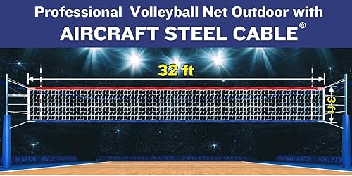 Miniatura 7 de Red de voleibol profesional resistente para exteriores con cable de acero alargado para aeronaves, borde resistente al desgarro, resistencia a la