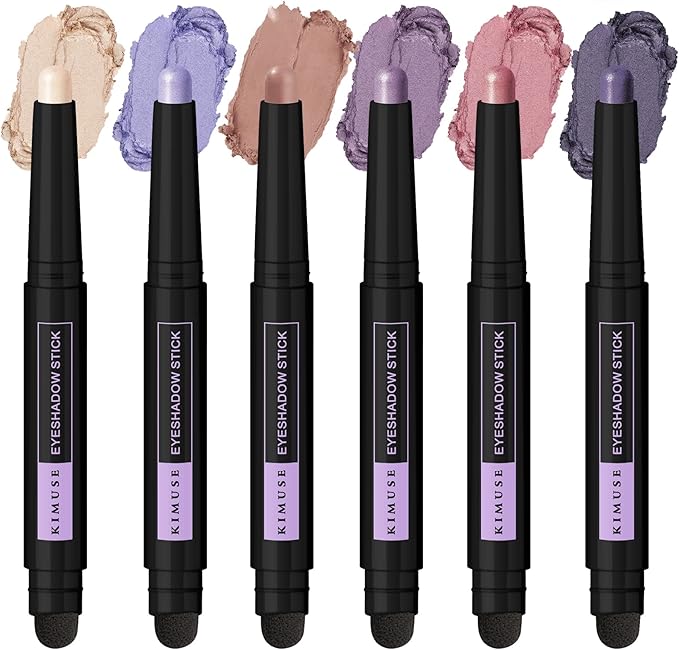 KIMUSE 6PCS Cream Shimmer Eyeshadow Stick Set,LongLasting & Waterproof