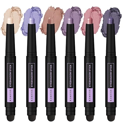 KIMUSE 6 lápices de sombra de ojos en crema brillante, lápiz de sombra de ojos iluminador, juegos de sombra de ojos impermeables con maquillaje a