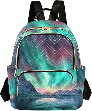 Aurora Borealis Pattern Mini Backpack Purse, Waterproof Mini Backpack for Women 8.5 L
