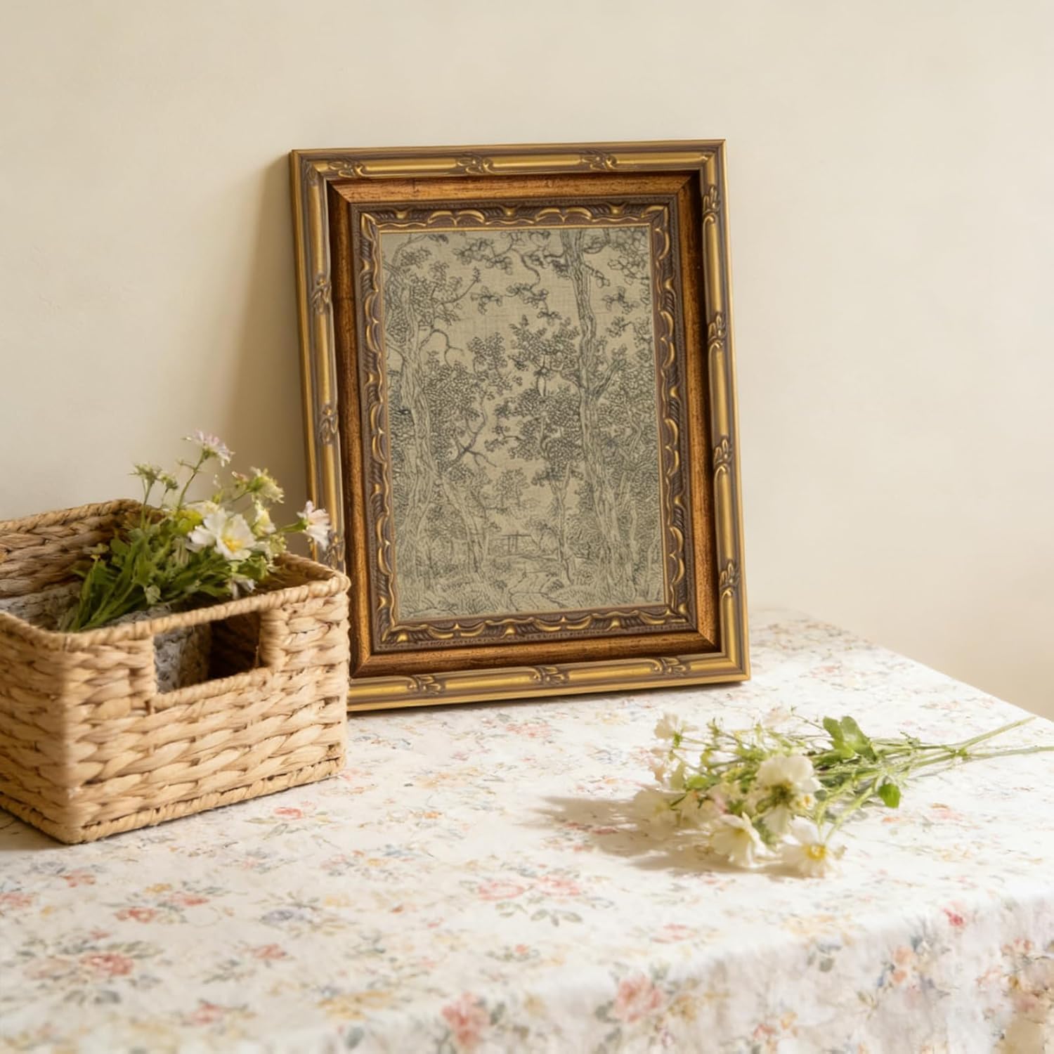 Vintage Gold Framed Wall Art Antique Sketch Landscape Wall Decor Picture Dark Moody Retro Country Farmhouse Gallery Aesthetic Poster Print for Living Room Bedroom Kitchen Shelf 9x11in — view 4