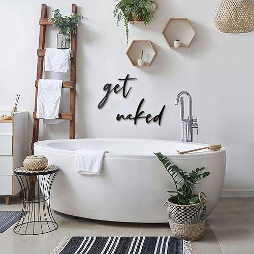 Metal Wall Art for Bathroom | Get Naked Quote Sign