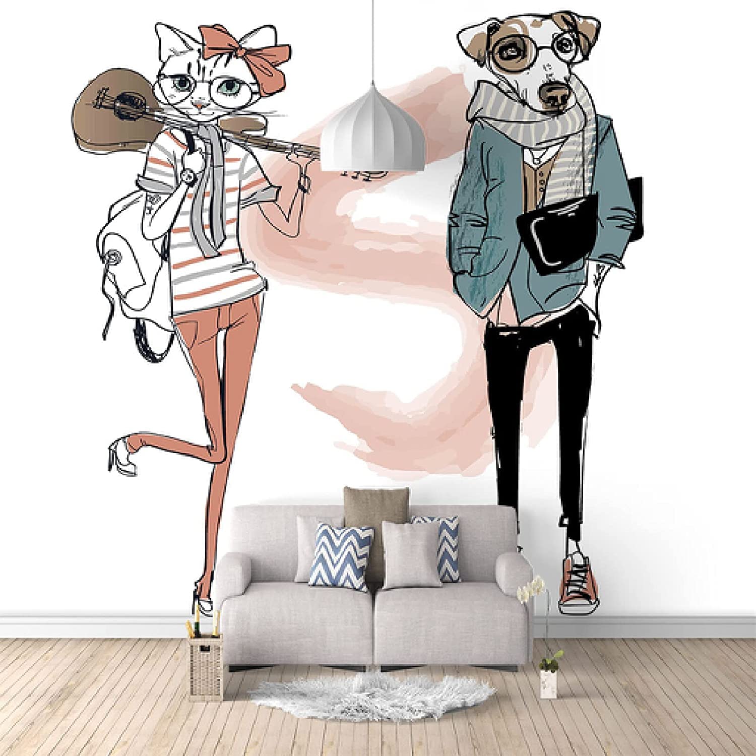 Bekleidungsgeschäft Cartoon Tier Hund Wandbilder Fototapete Für Schlafzimmer 3D-Wandaufkleber, Kunstwandbilder, Wasserdichte Diy-Wanddekoration Für Schlafzimmer, Wohnzim 400 (Breite) x 280 (Höhe) cm