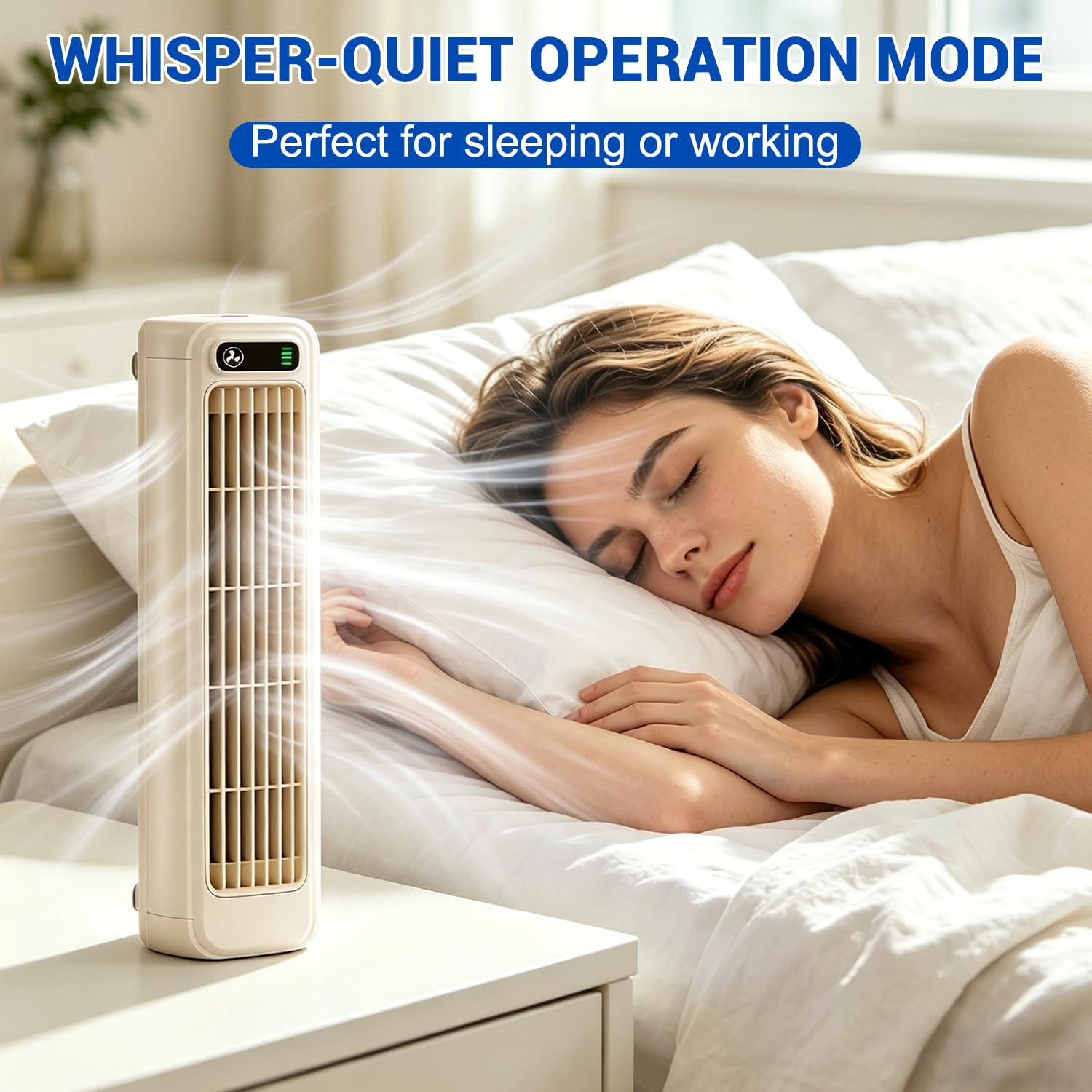 Aria condizionata portatile con ventola di raffreddamento regolabile a 3 velocità, per camera da letto, soggiorno, cucina, ufficio, casa (beige)