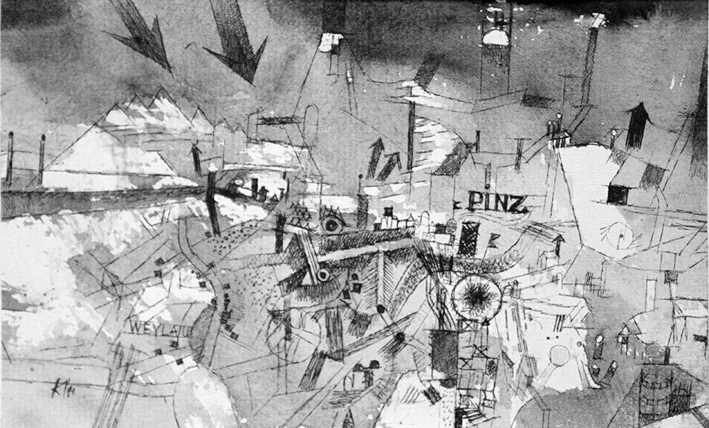 Lámina artística Paul Klee Pinz de tamaño pequeño con marco negro de madera para pared