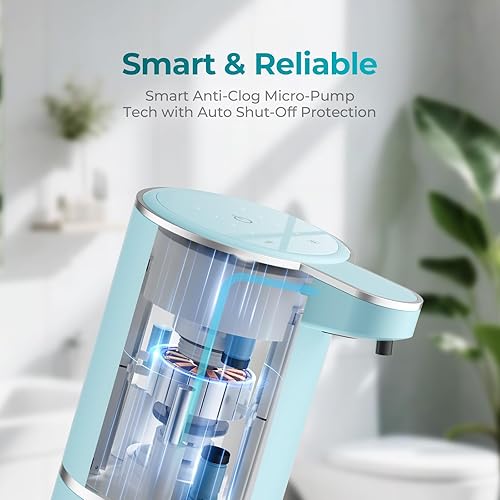 Miniatura 6 de Seafoam - Dispensador automático de jabón espumoso, sensor de mano sin contacto, 4 ajustes de espuma, USB-C 1200 mAh de gran capacidad recargable,