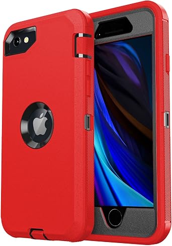 jaroco for iPhone SE Case 2022/2020,iPhone 8/7 [Shockproof] [Dropproof] [Dust-Proof] [Military Grade Drop Tested] with Non-Slip Removable iPhone SE 2022 Case 4.7 Inch-Red