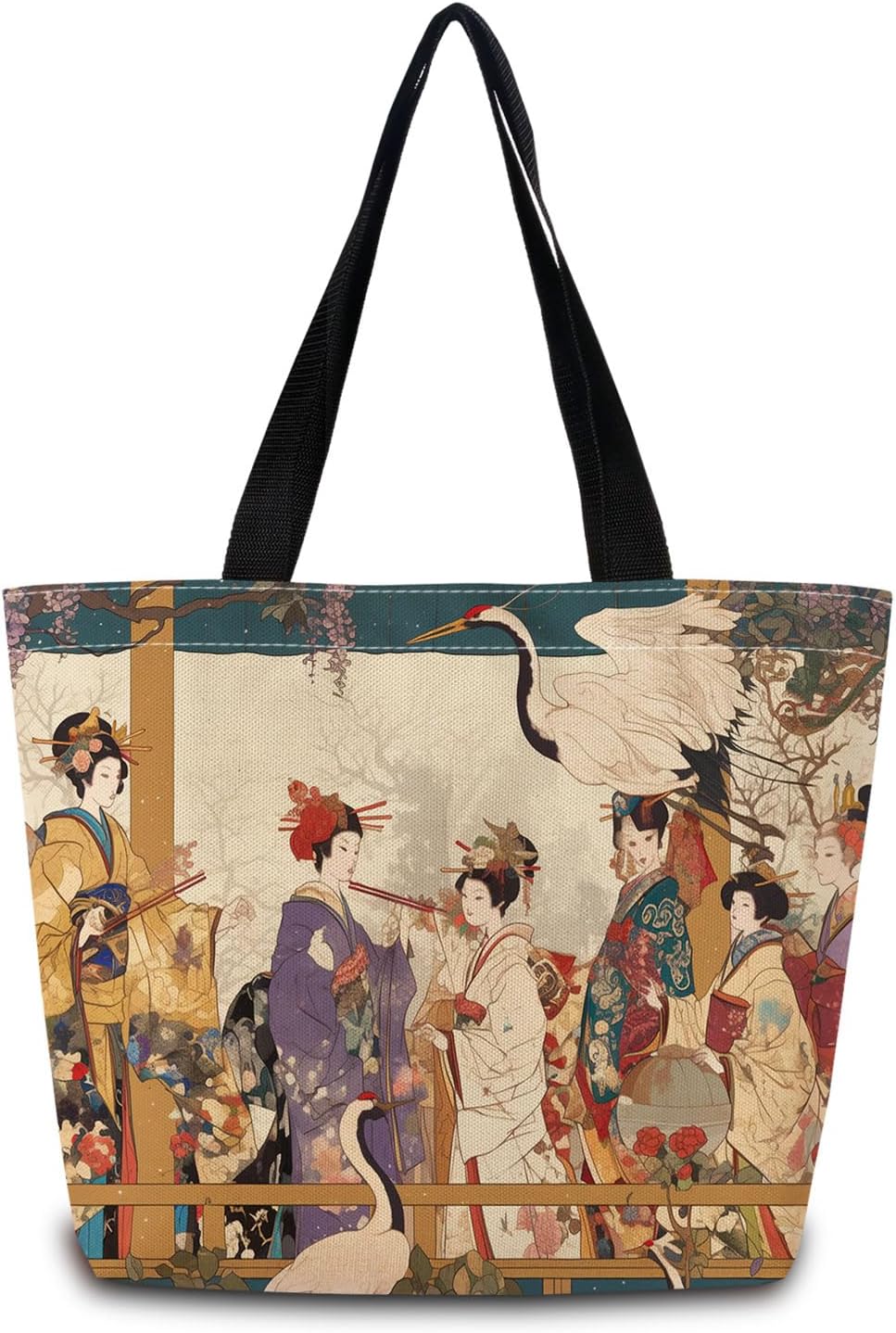 Japanese Style Geisha Reusable Grocery Tote Bag