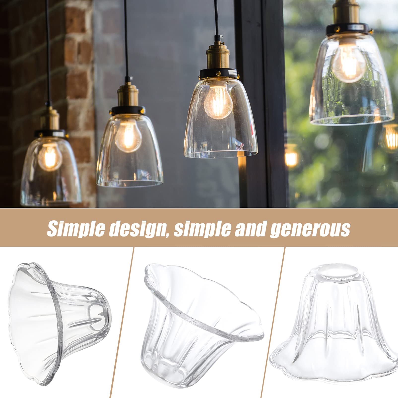SHINEOFI Copri Lampadina E27 in Vetro Trasparente, 2 Pezzi, Paralume Protettivo per Lampade da Tavolo e Applique, Stile Classico per Soggiorno e Cameretta