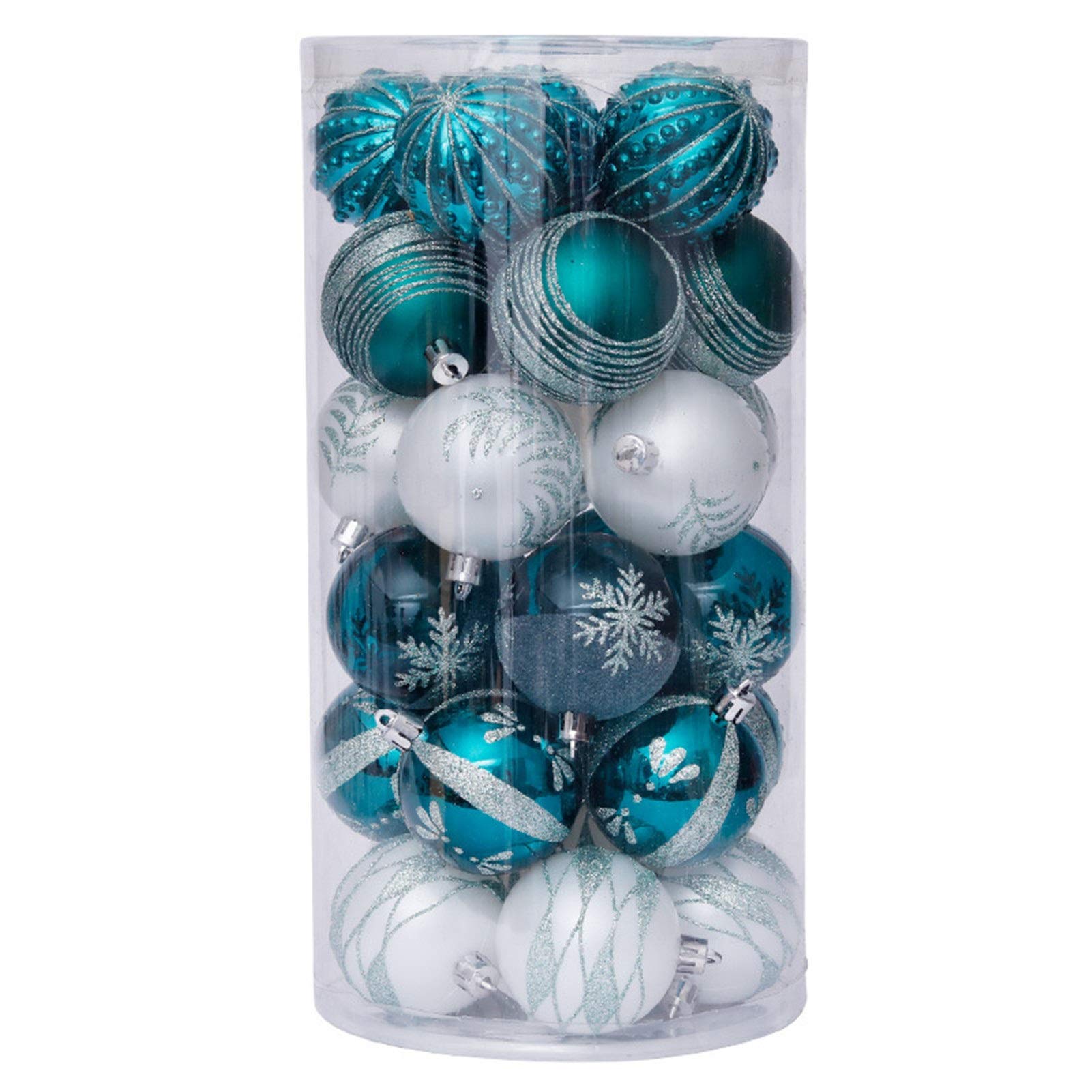 Kleine kunststof kerstversiering 60x stuks set en 3 cm kerstballen in het rood-koper-groen