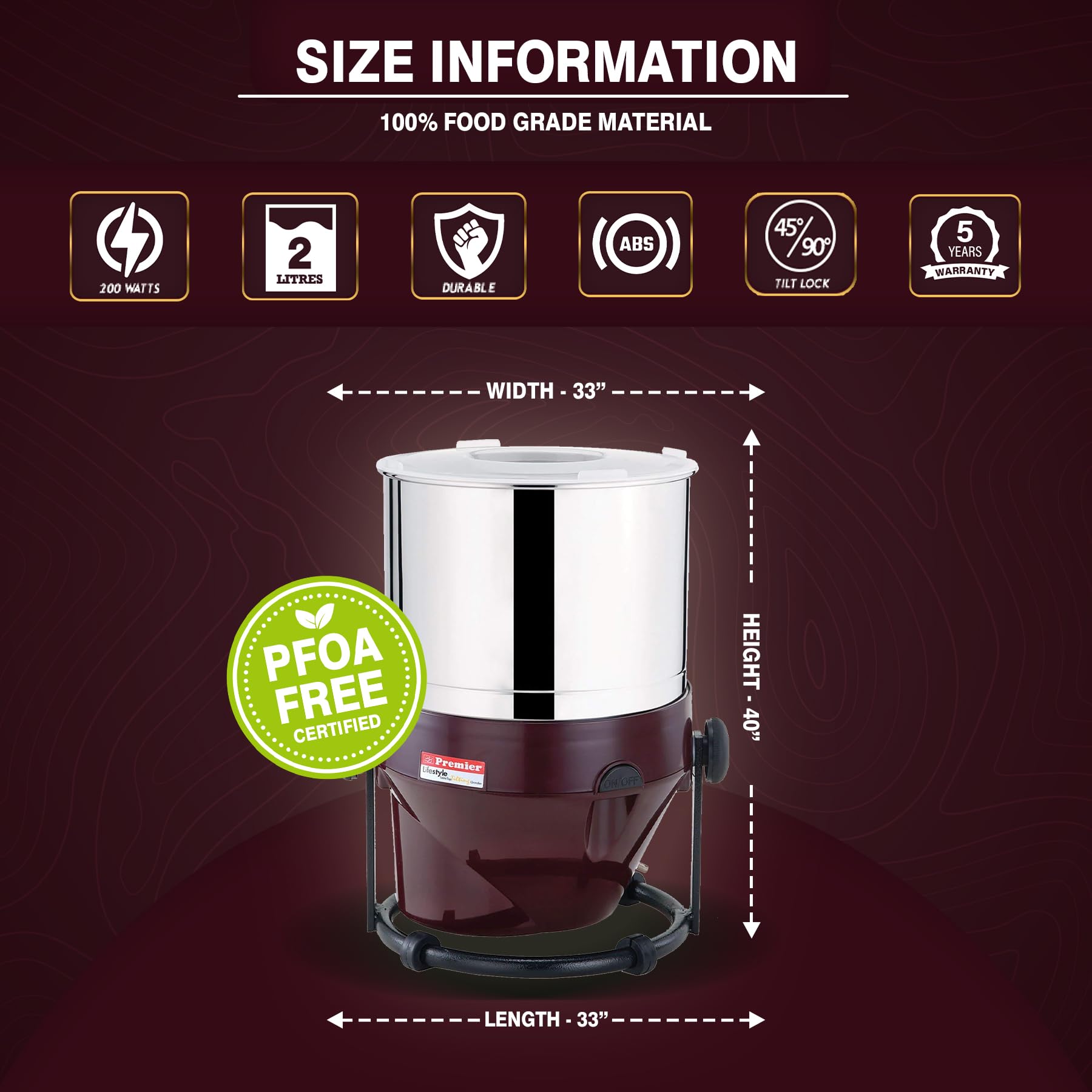 Premier Lifestyle Grinder - 2L Stainless Steel -2