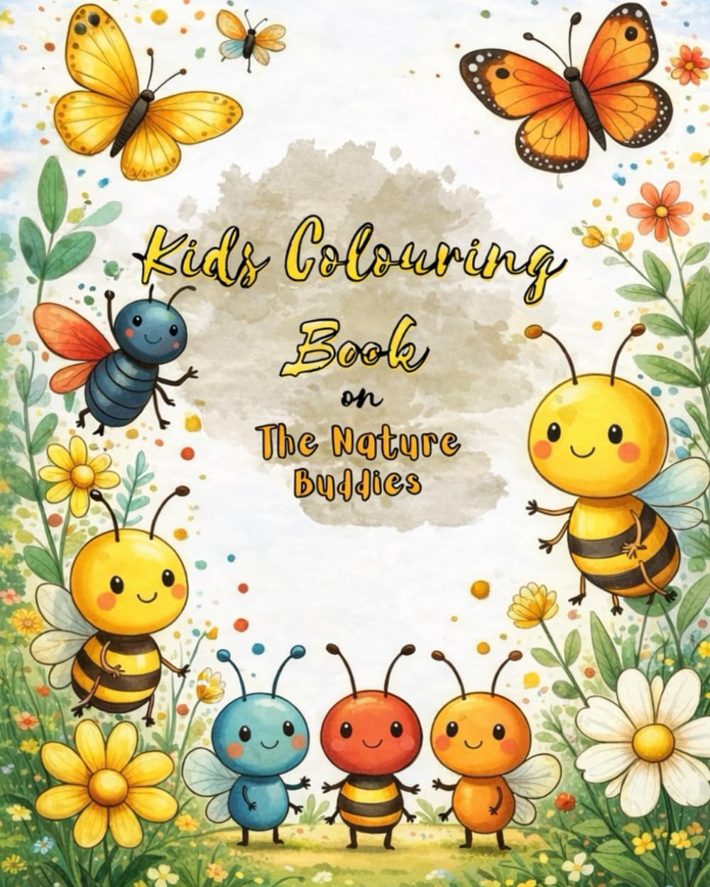 Kids Coloring Book on The Nature Buddies: Cute Farm Animals, Happy Bugs & Simple Designs for Little Artists | Ages 3-8