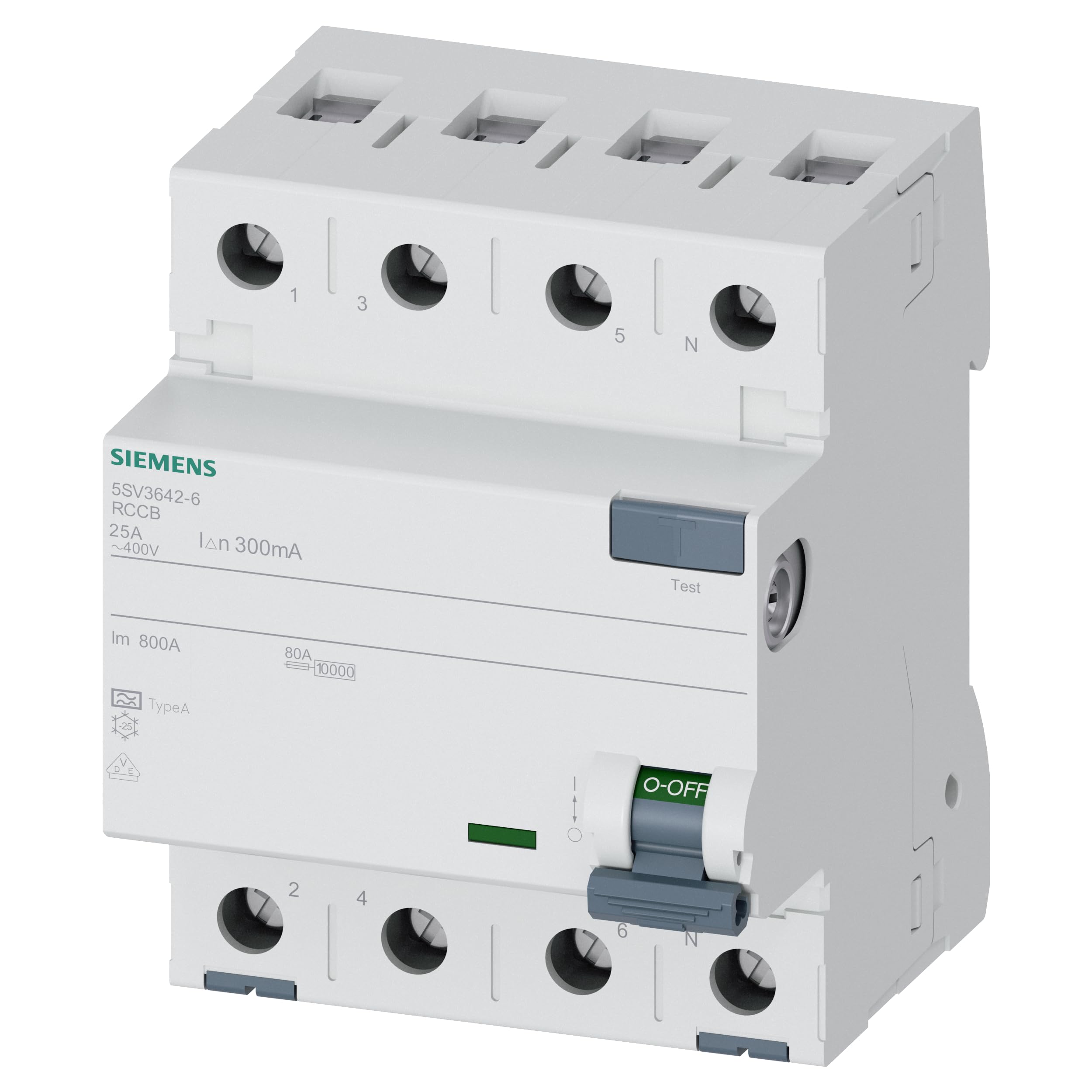Siemens 5SV – Interruttore differenziale clase-a 4 poli 25 A 300 mA 70 mm