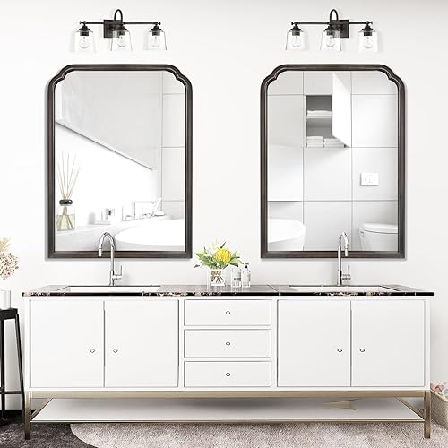 Miniatura 2 de WallBeyond Espejos de baño de madera para montar en la pared, 30 x 40 pulgadas, espejos de pared con marco de madera rústica, espejos decorativos