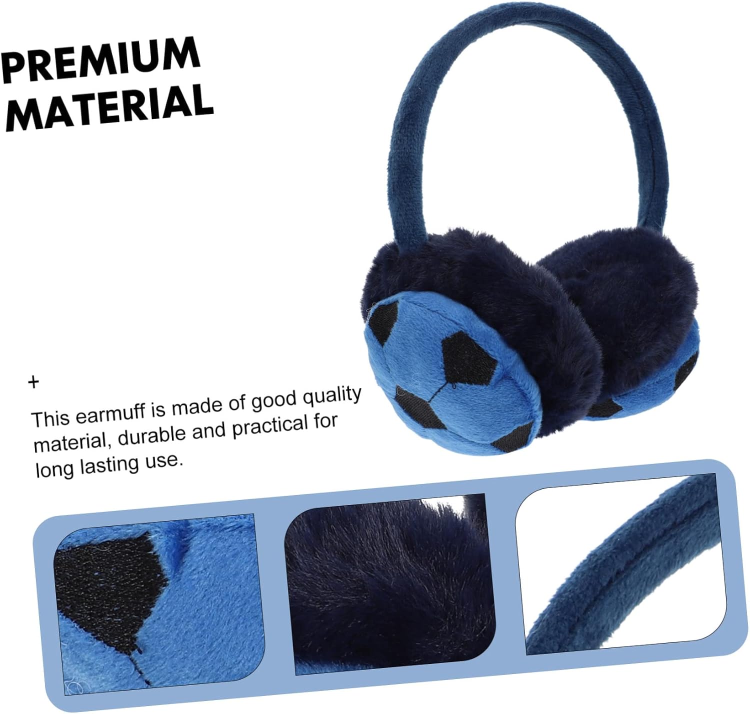 Boys Winter Ear Muffs Soccer Shape Earmuff Warm Earshield Cute Cartoon Design Lightweight Cold Weather Protection for Outdoor Activities