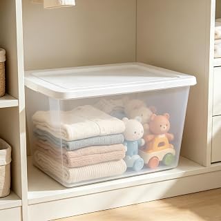 Plastic Storage Bins Stackable Clear Containers | Home Organization, Closet Storage, Garage Storage, Stackable Design, Clear Visibility