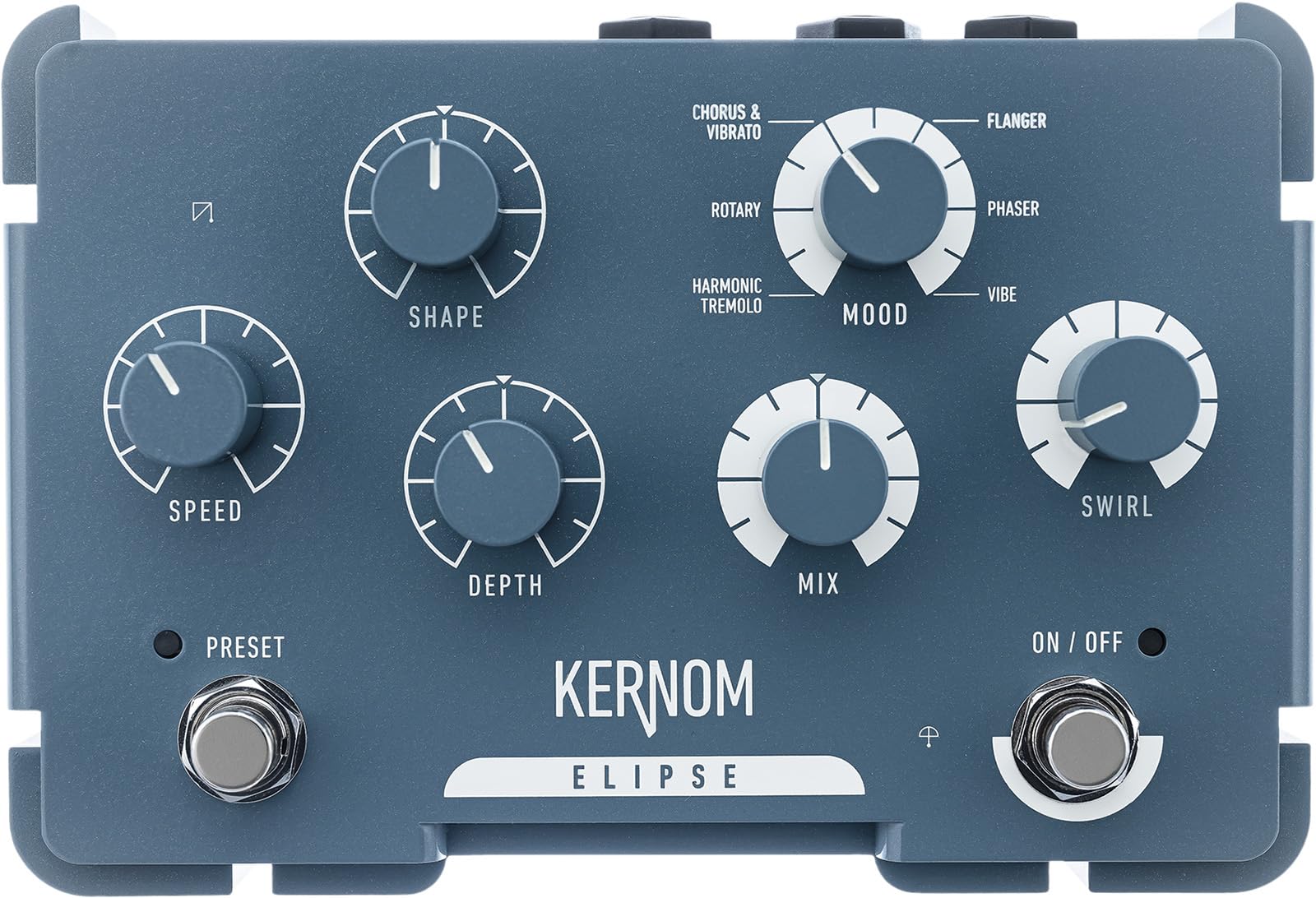 KERNOM Elipse Modulation Analog Effect Pedal - Chorus/Flanger/Phaser - True Bypass - 112 x 164 x 52 mm - For Guitar, Bass - With Preset and MIDI Connection (ELIPSE-MOD)