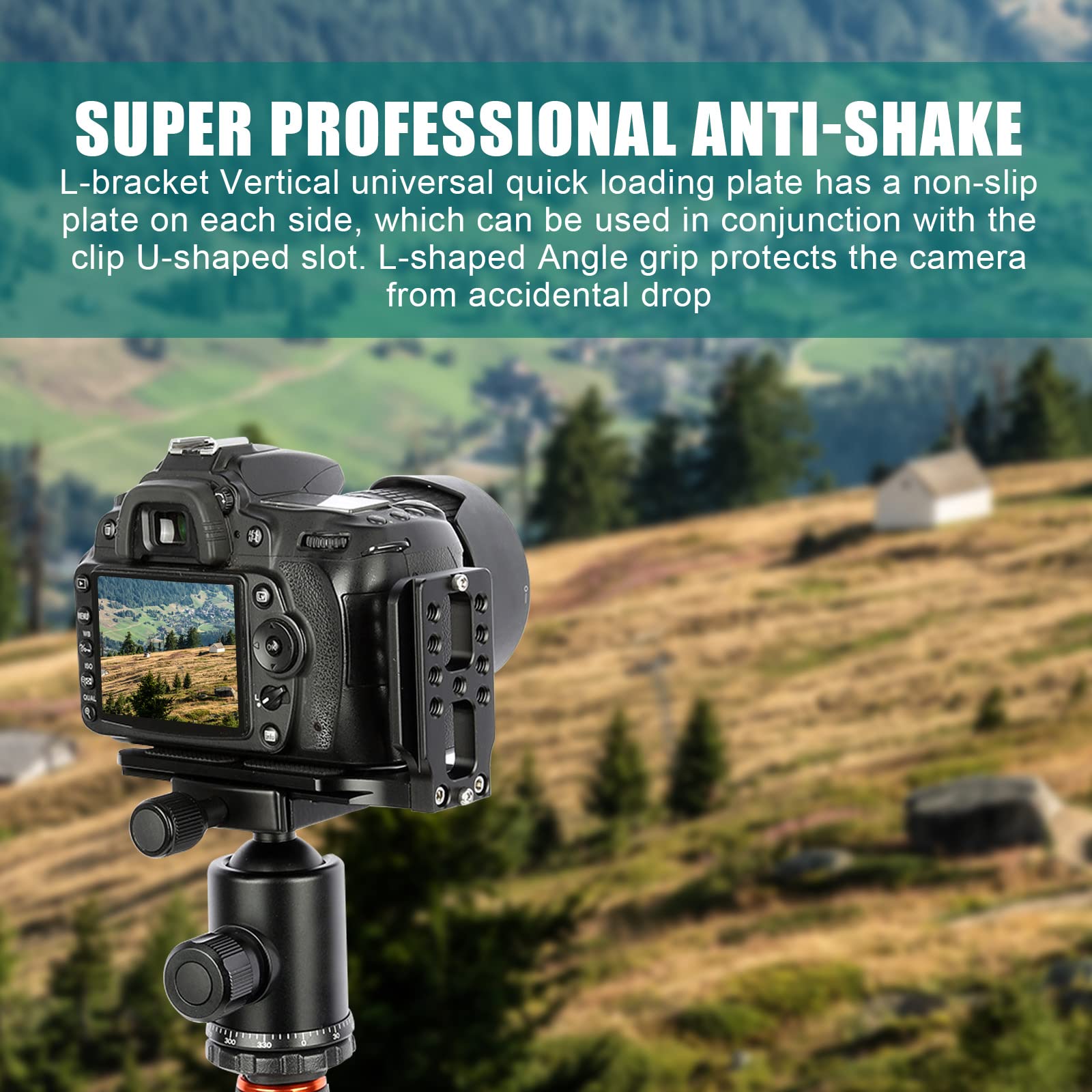Support Universel Pour Appareil Photo DSLR Vertical L : Plaque de Libération Rapide en Aluminium, Construction Solide, Pour La Photographie Professionnelle (Noir)