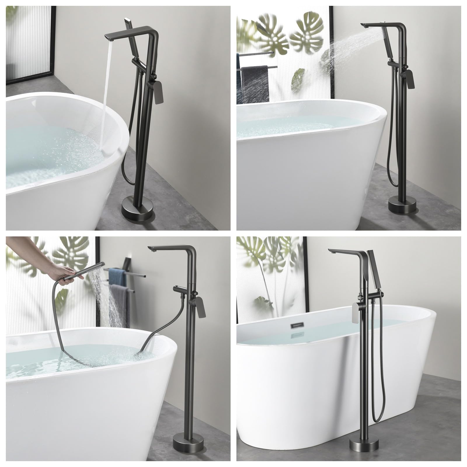 BiaoTeng Grifo de Suelo para Bañera Moderno Negro