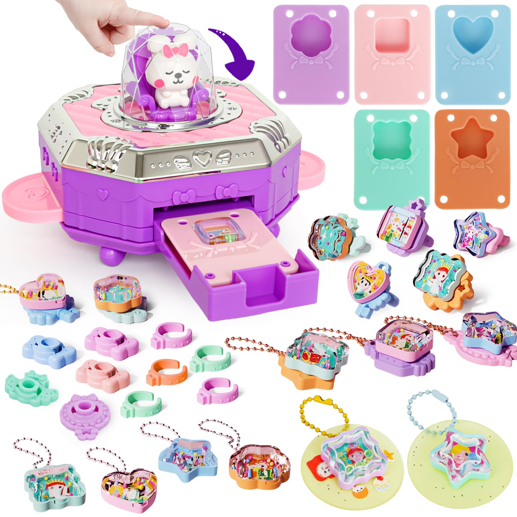 CZTCDP Jewelry Making Kit – Craft Set with Rings/Bracelet/Keychains/Pendants & DIY Card Embellishing, 6 7 8 9 10 11 Years Old Kids Birthday Christmas
