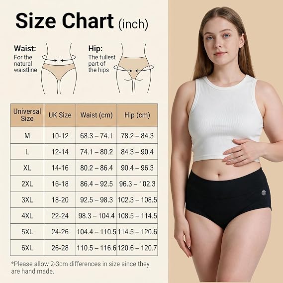 Women's Incontinence Pants Washable Leak-Proof & High Absorbency for Night Use & Menstrual Flow, Cotton Postpartum Protective Briefs, 3Pack, XL